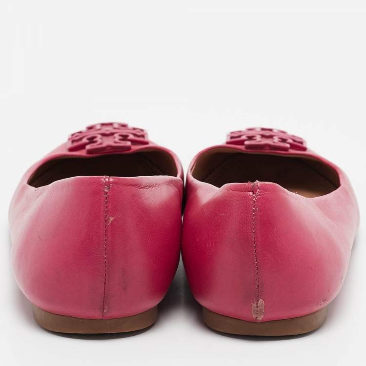 Pre Owned Tory Burch Purple Leather Ballet Flats Size 36