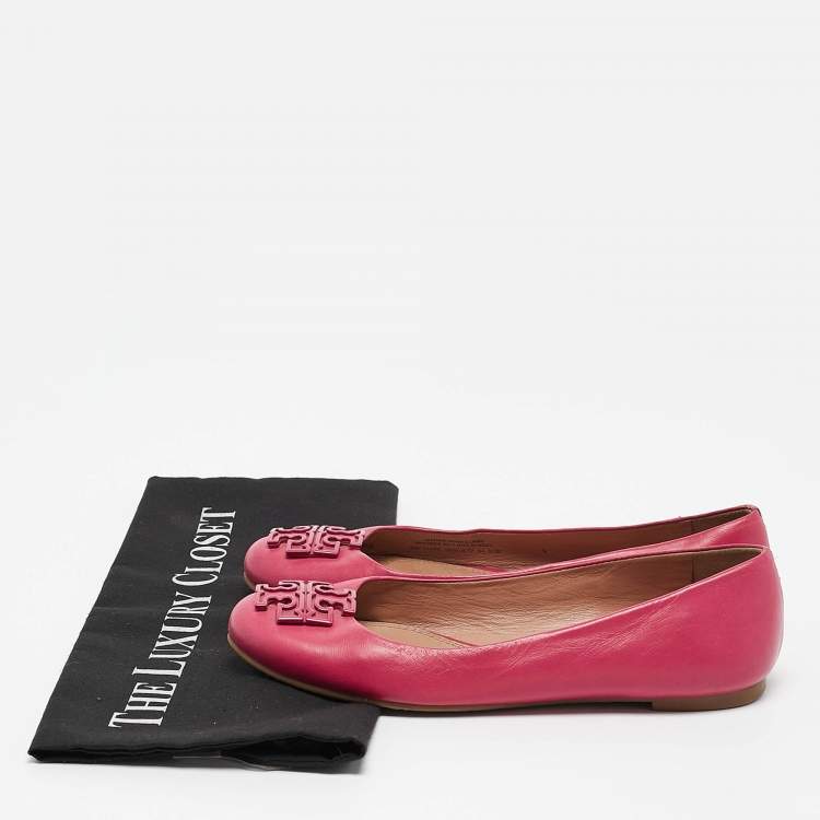 Pre Owned Tory Burch Purple Leather Ballet Flats Size 36