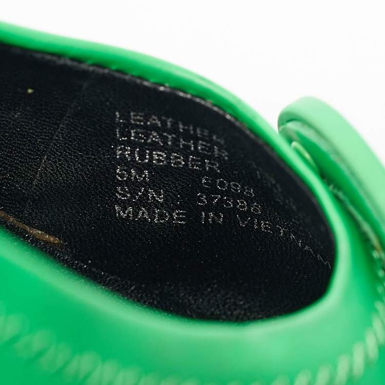 Pre Owned Tory Burch Green Leather Minnie Scrunch Ballet Flats Size 35.5