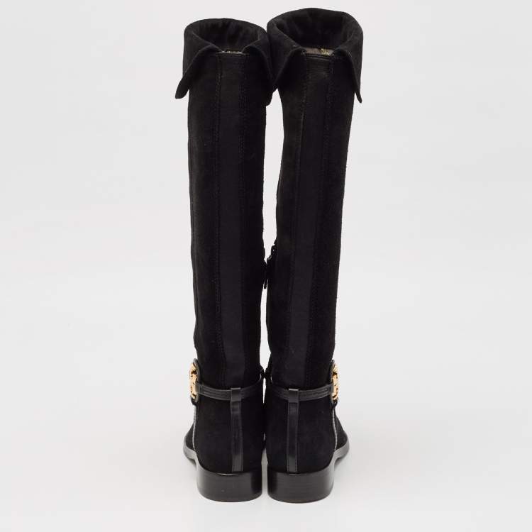 Pre Owned Tory Burch Black Suede Miller Over The Knee Boots Size 37.5