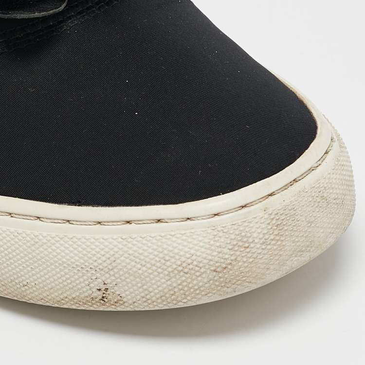 Pre Owned Tory Burch Black Neoprene And Leather Blossom Floral Applique Slip On Sneakers Size 39