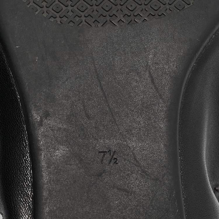 Pre Owned Tory Burch Black Leather Blossom Ballet Flats Size 37.5