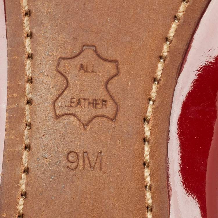 Pre Owned Tory Burch Red Patent Leather Aaden Ballet Flats Size 39