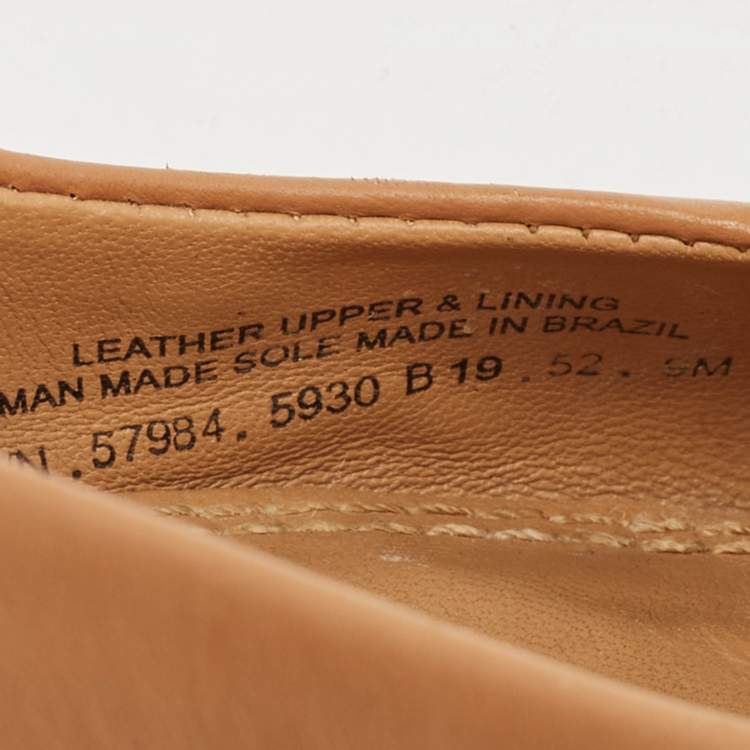 Pre Owned Tory Burch Brown Leather Reva Ballet Flats Size 39.5