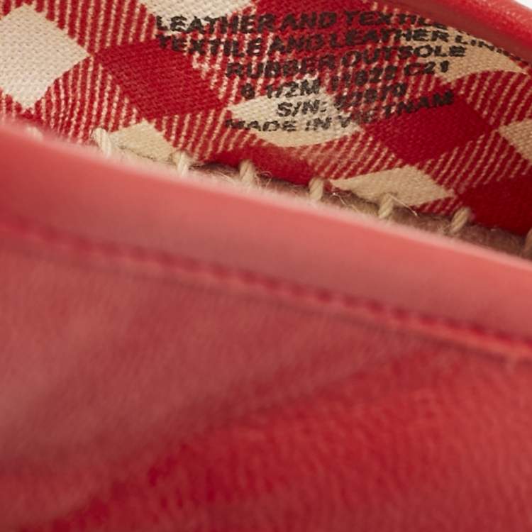 Pre Owned Tory Burch Red Leather Minnie Ballet Flats Size 39