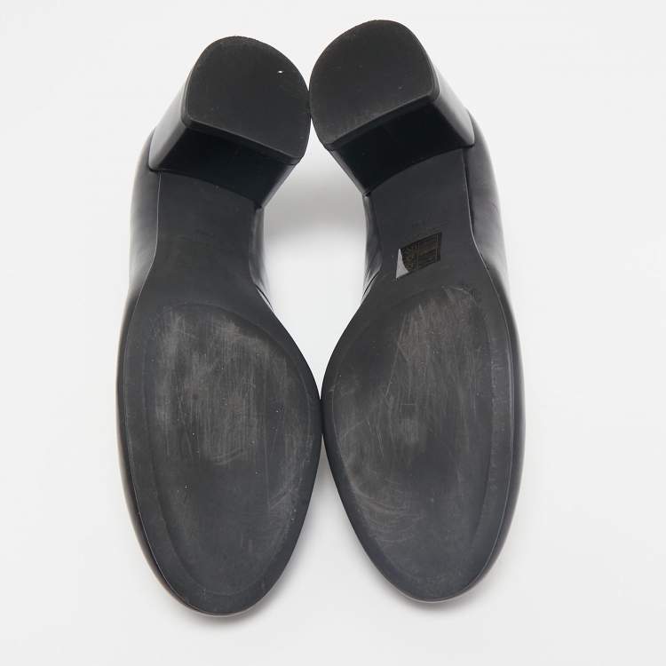 Pre Owned Tory Burch Black Leather Multi-Logo Pumps Size 38