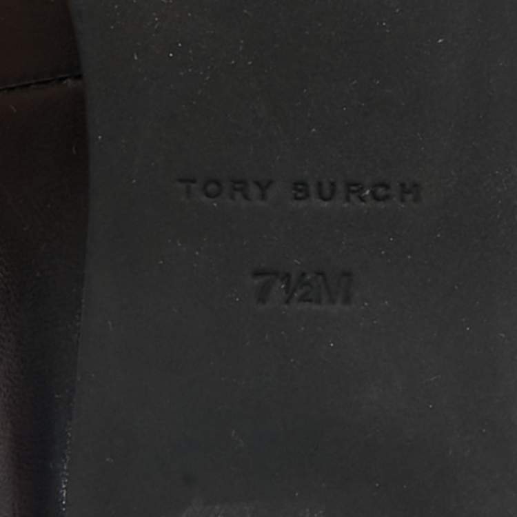 Pre Owned Tory Burch Black Leather Multi-Logo Pumps Size 38