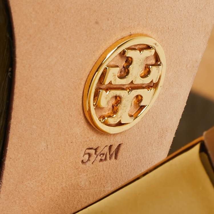 Pre Owned Tory Burch Multicolor Eel Leather Knee Length Boots Size 35.5