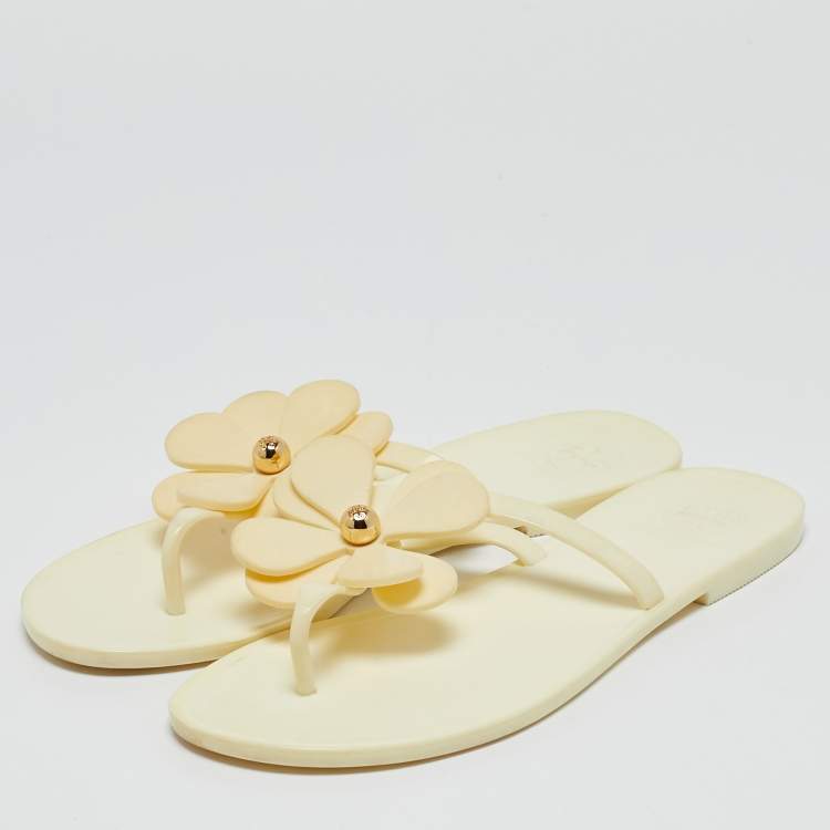Pre Owned Tory Burch White Jelly Thong Flat Sandals Size 38.5