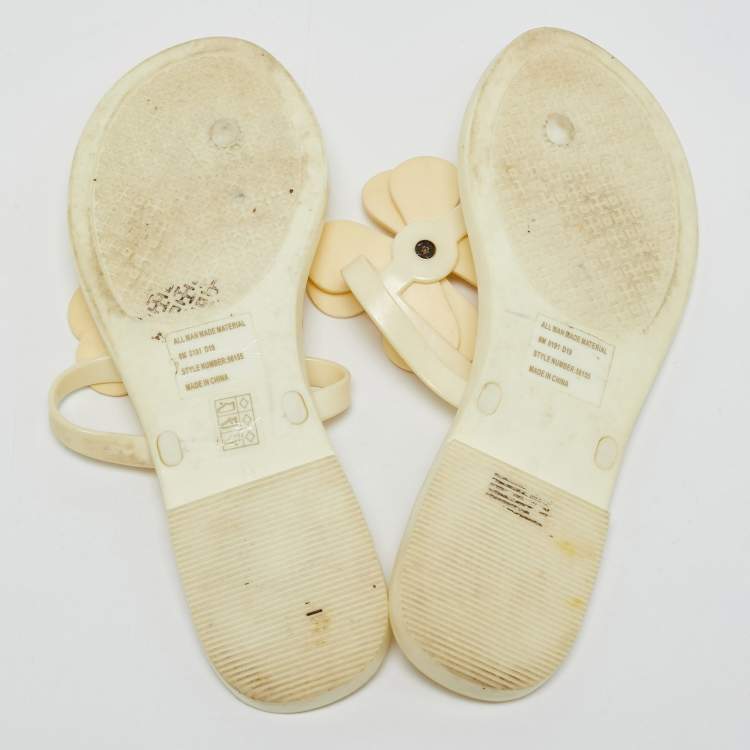 Pre Owned Tory Burch White Jelly Thong Flat Sandals Size 38.5