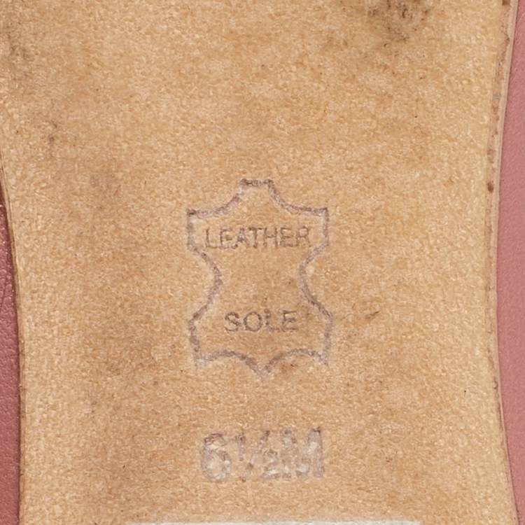 Pre Owned Tory Burch Pink Leather and Suede Bow Ballet Flats Size 37