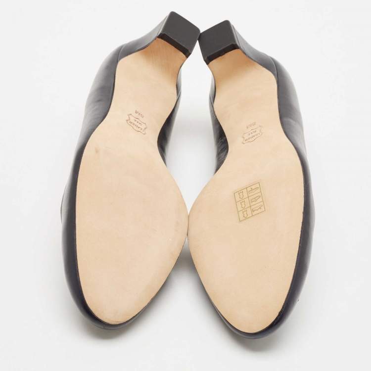 Pre Owned Tory Burch Navy Blue Leather Lowell Pumps Size 38