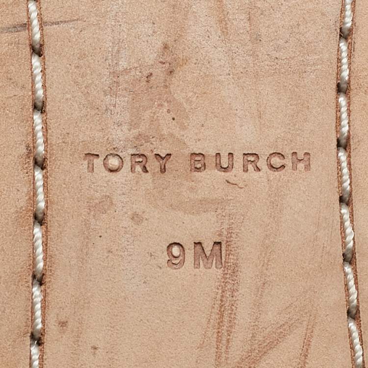 Pre Owned Tory Burch Cream Leather Minnie Ballet Flats Size 39