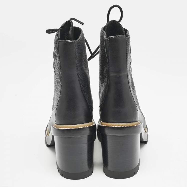 Pre Owned Tory Burch Black Leather and Nubuck Miller Ankle Boots Size 38.5