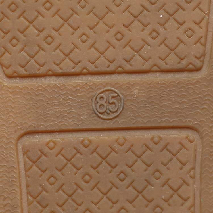 Pre Owned Tory Burch Blue Floral Leather Logo Cap Toe Espadrille Flats Size 38.5