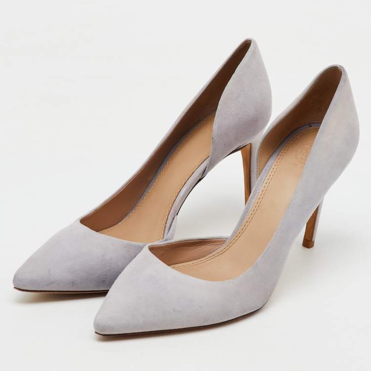 Pre Owned Tory Burch Light Lilac Suede Pointed Toe D'orsay Pumps Size 40