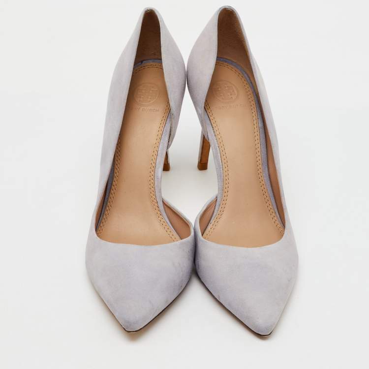 Pre Owned Tory Burch Light Lilac Suede Pointed Toe D'orsay Pumps Size 40