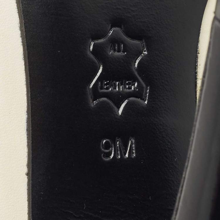 Pre Owned Tory Burch Black/White Brogue Leather Everly Pointed Toe Pumps Size 39