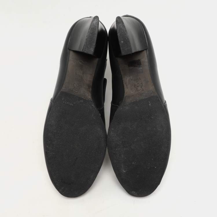 Pre Owned Tory Burch Black Leather Ankle Length Boots Size 41