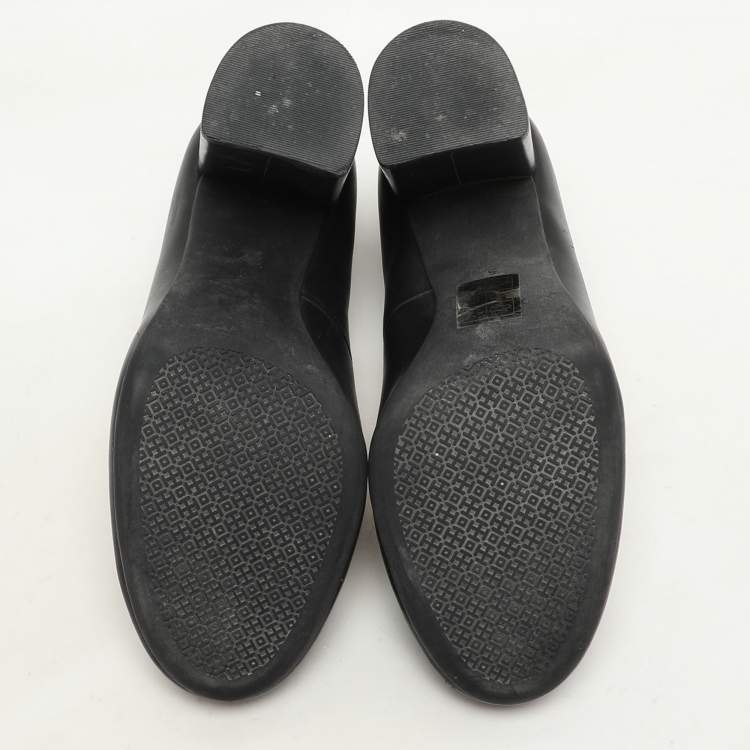Pre Owned Tory Burch Black Leather Janey Block Heel Pumps Size 35