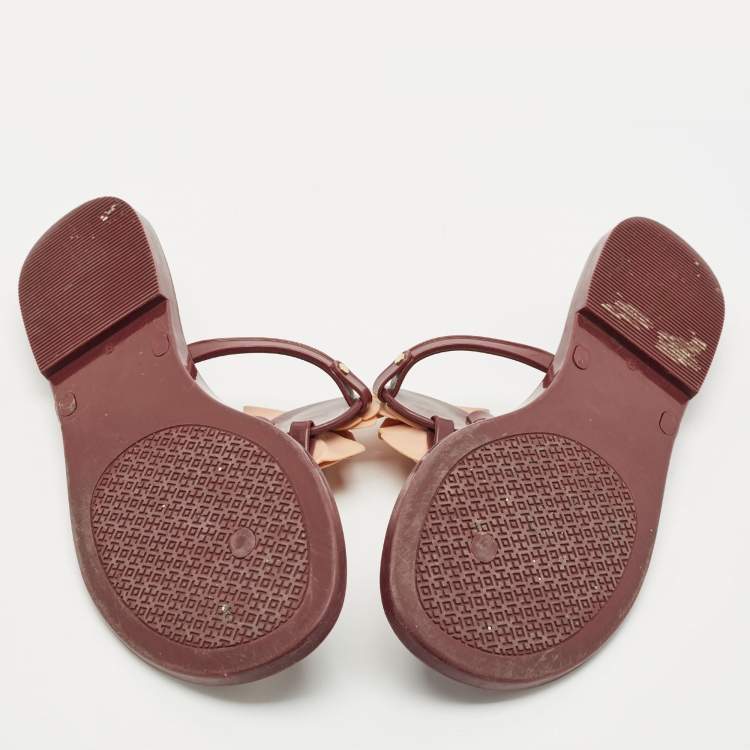 Pre Owned Tory Burch Burgundy Jelly Miller Thong Sandals Size 39