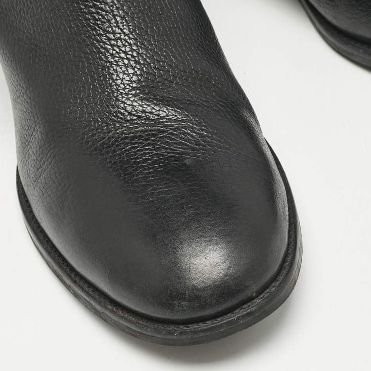 Pre Owned Tory Burch Black Leather Reva Knee Length Boots Size 40.5