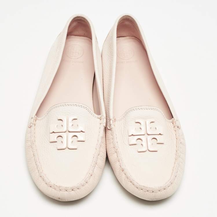 Pre Owned Tory Burch Blush Pink Leather Lowell Loafers Size 39