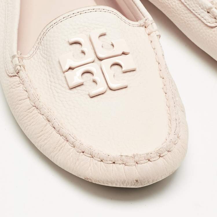Pre Owned Tory Burch Blush Pink Leather Lowell Loafers Size 39