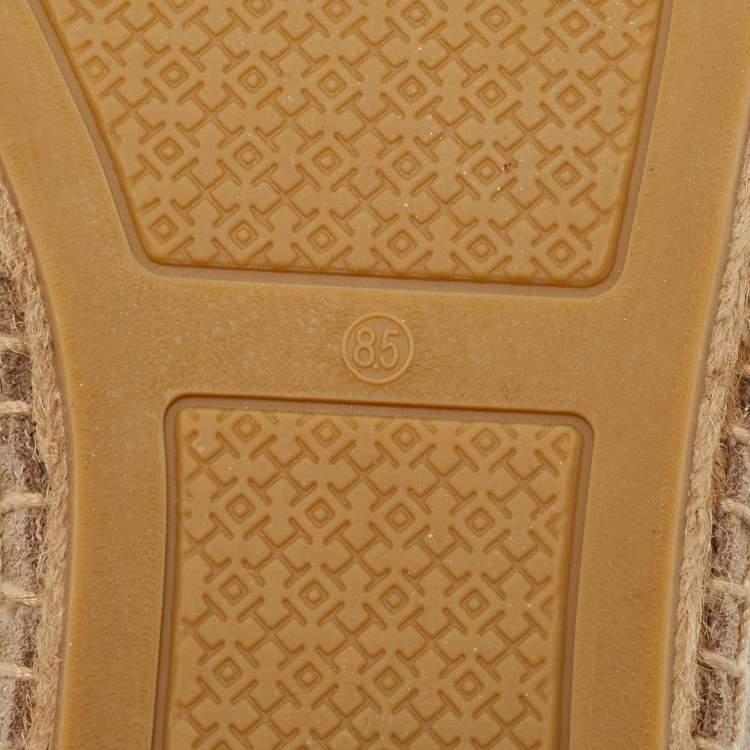 Pre Owned Tory Burch Beige Suede Sidney Espadrille Flats Size 38.5