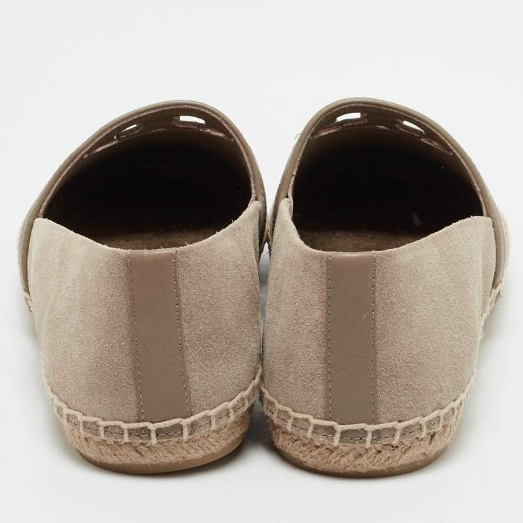 Pre Owned Tory Burch Beige Suede Sidney Espadrille Flats Size 38.5