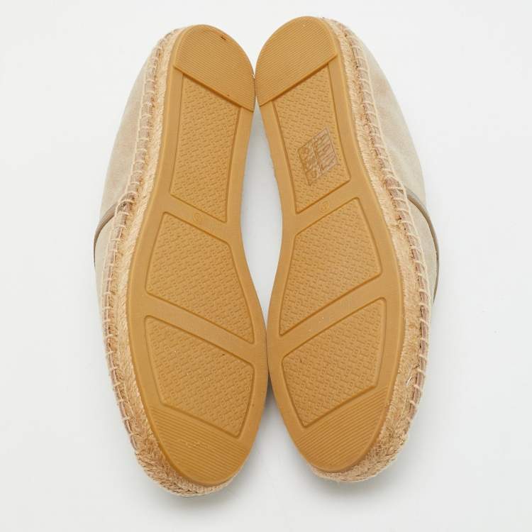 Pre Owned Tory Burch Beige Suede Sidney Espadrille Flats Size 38.5