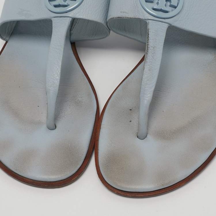 Pre Owned Tory Burch Blue Leather Slingback Sandals Size 37