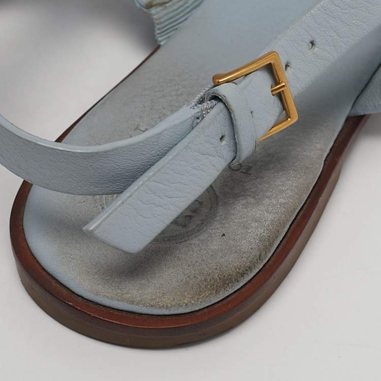 Pre Owned Tory Burch Blue Leather Slingback Sandals Size 37
