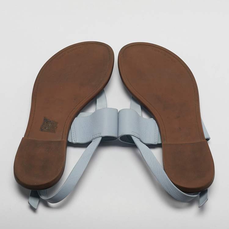 Pre Owned Tory Burch Blue Leather Slingback Sandals Size 37