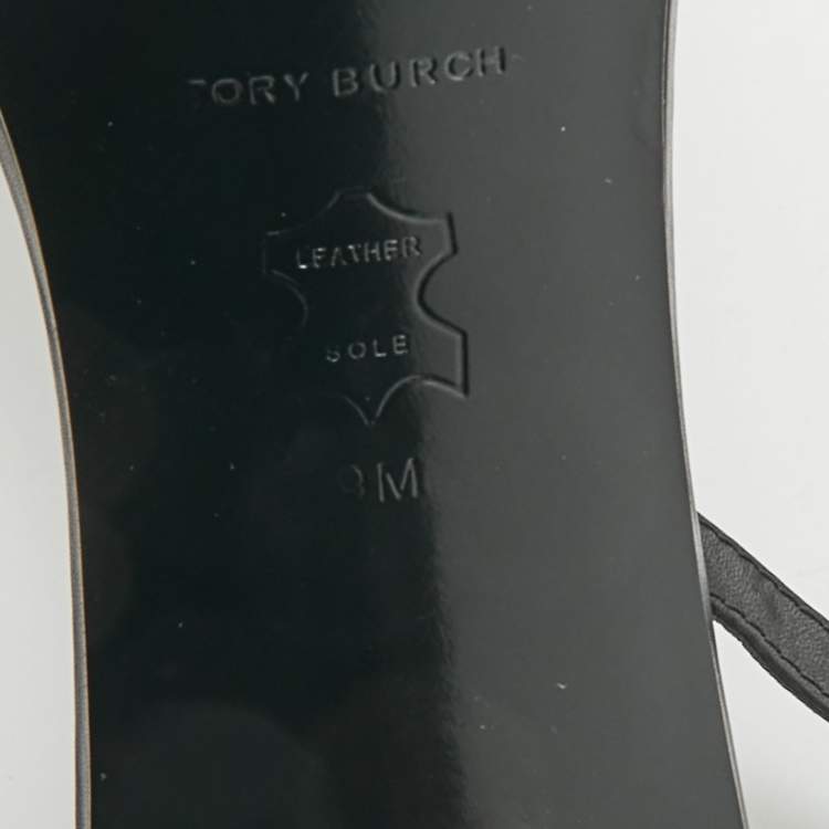 مملوكة مسبقًا Tory Burch Black Leather Slingback Sandals Size 39.5