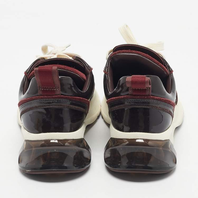 Pre Owned Tory Burch Burgundy Suede and Patent Leather Low Top Sneakers Size 39.5