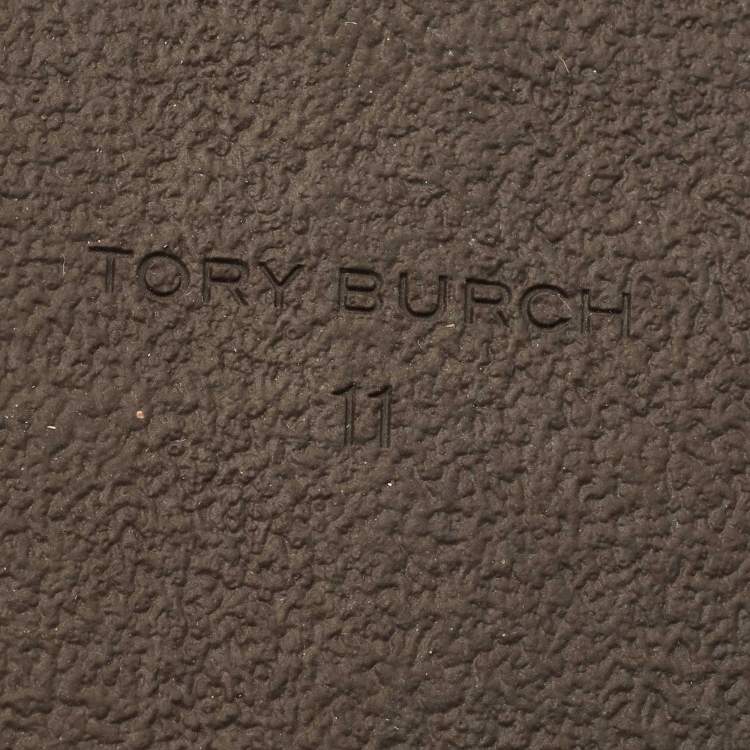 Pre Owned Tory Burch Tan Leather Ines Sport Flat Slides Size 41