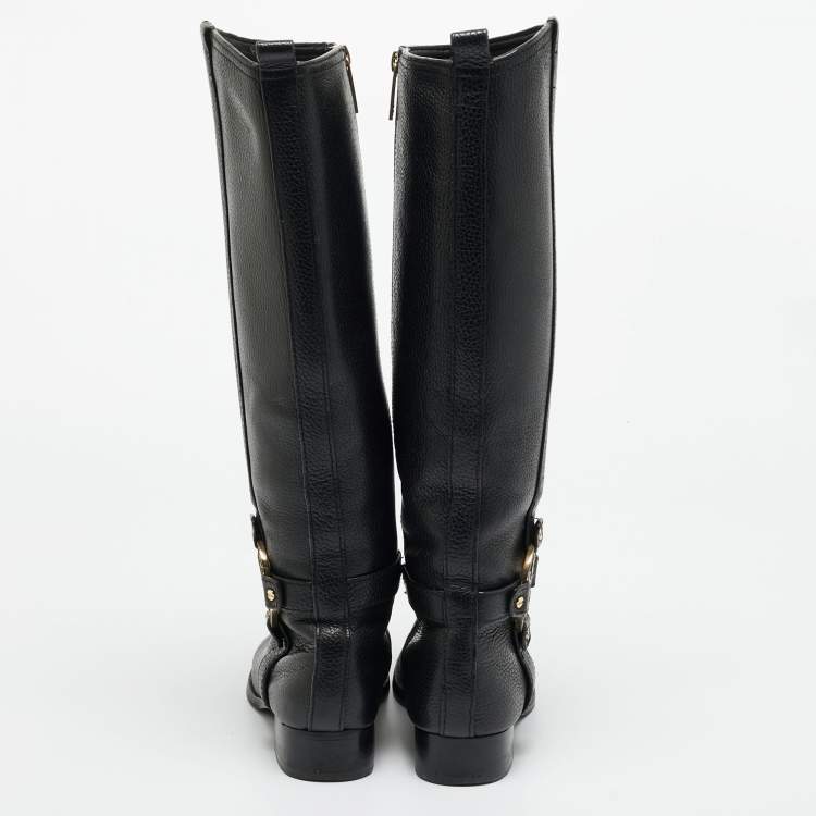 Pre Owned Tory Burch Black Leather Amanda Knee Length Boots Size 36.5