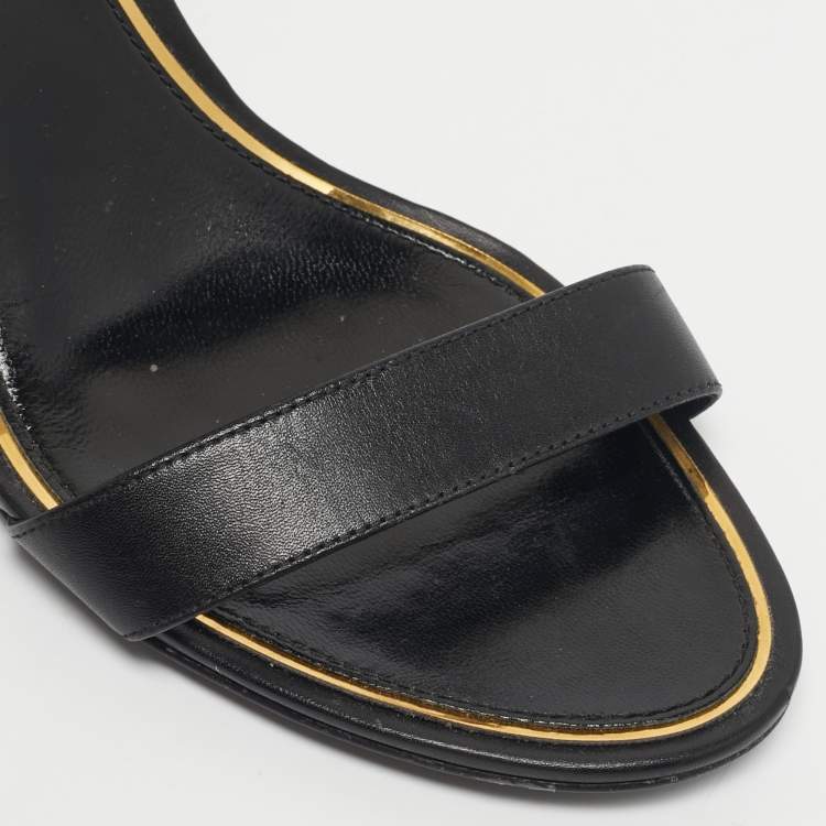 Pre Owned Tory Burch Black Leather Double T Slingback Sandals Size 38.5