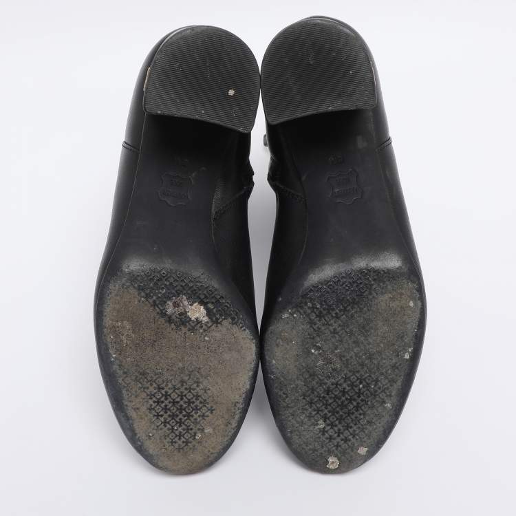 Pre Owned Tory Burch Black Leather Ankle Length Boots Size 35