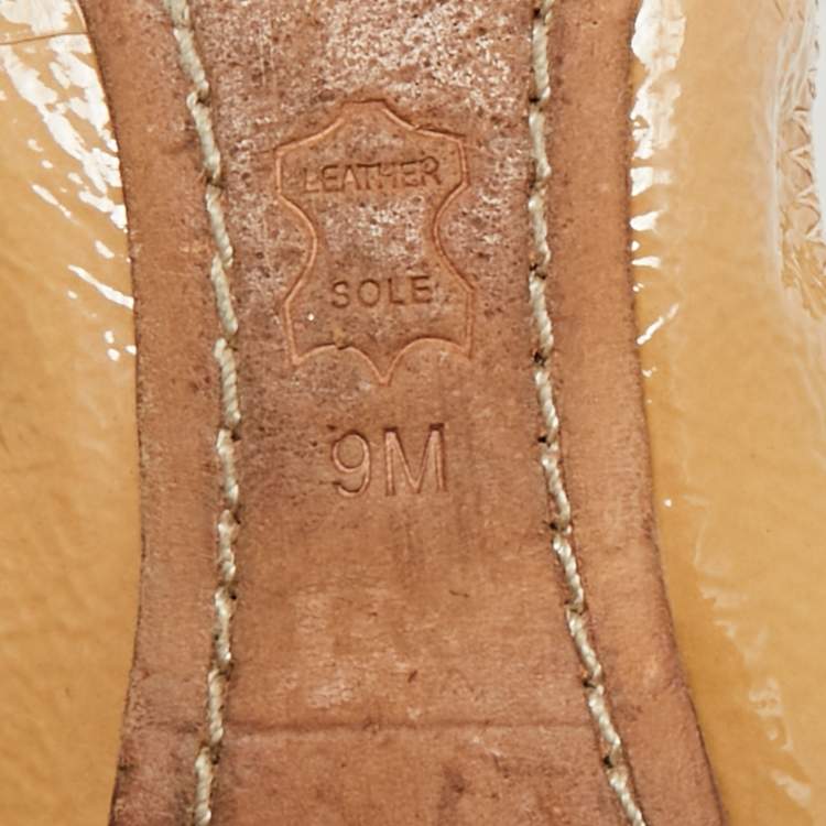 Pre Owned Tory Burch Beige Leather Scrunch Ballet Flats Size 39