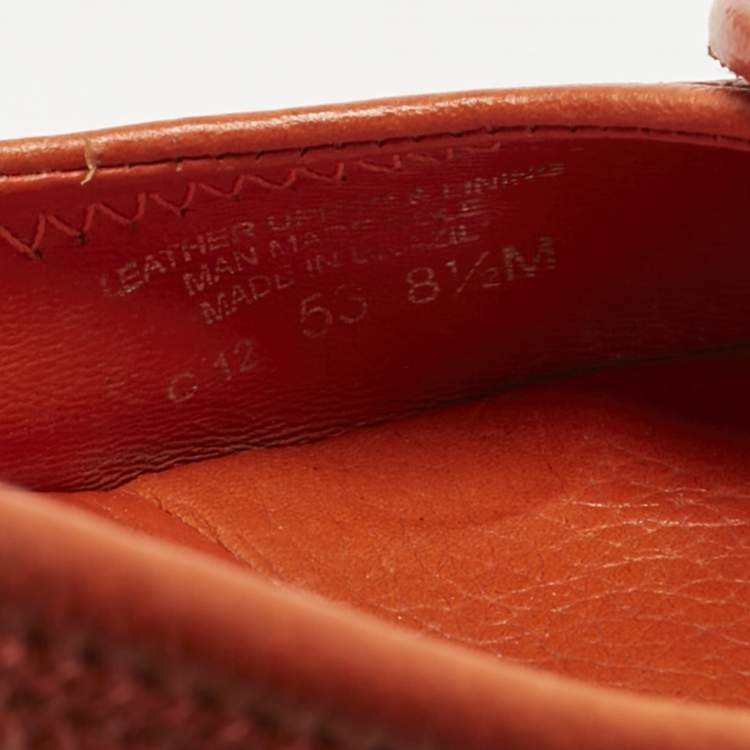Pre Owned Tory Burch Orange Leather Janey Wedge Pumps Size 38.5