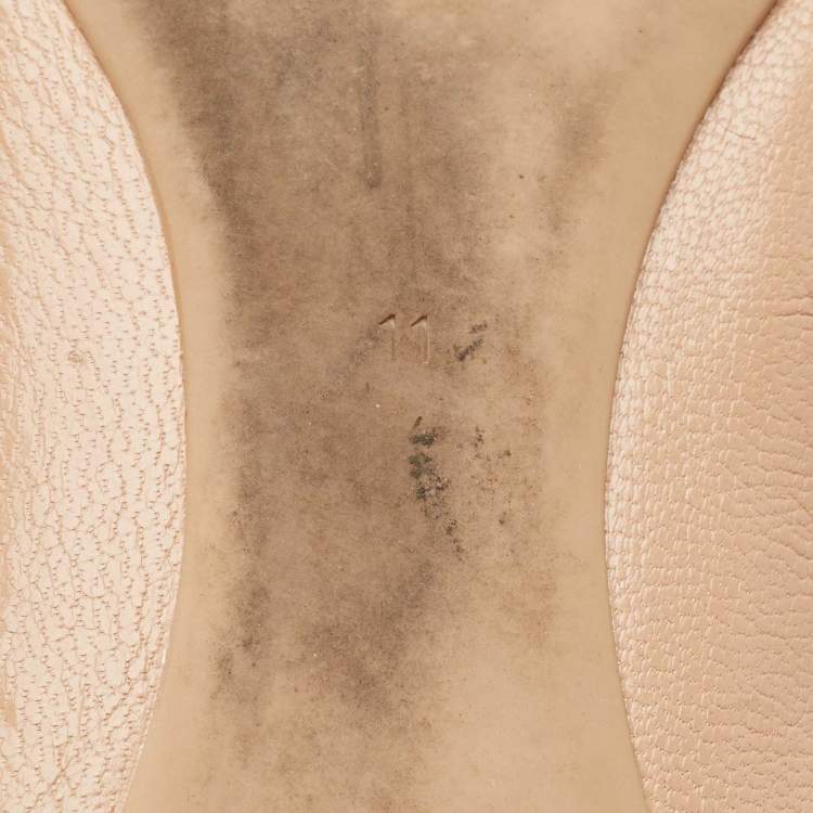 Pre Owned Tory Burch Beige Leather Scrunch Ballet Flats Size 41