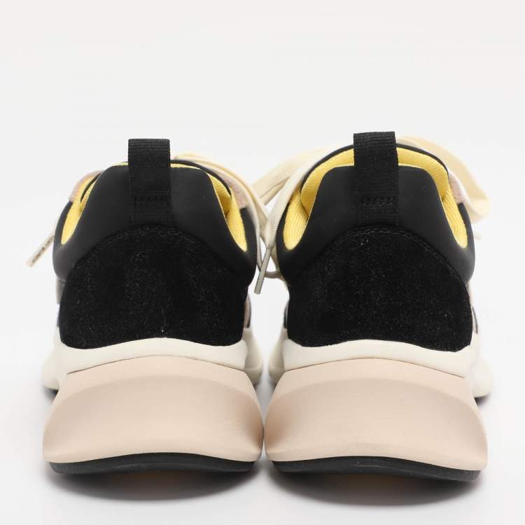 Pre Owned Tory Burch Black/Old Rose Fabric and Suede Good Luck Low Top Sneakers Size 40