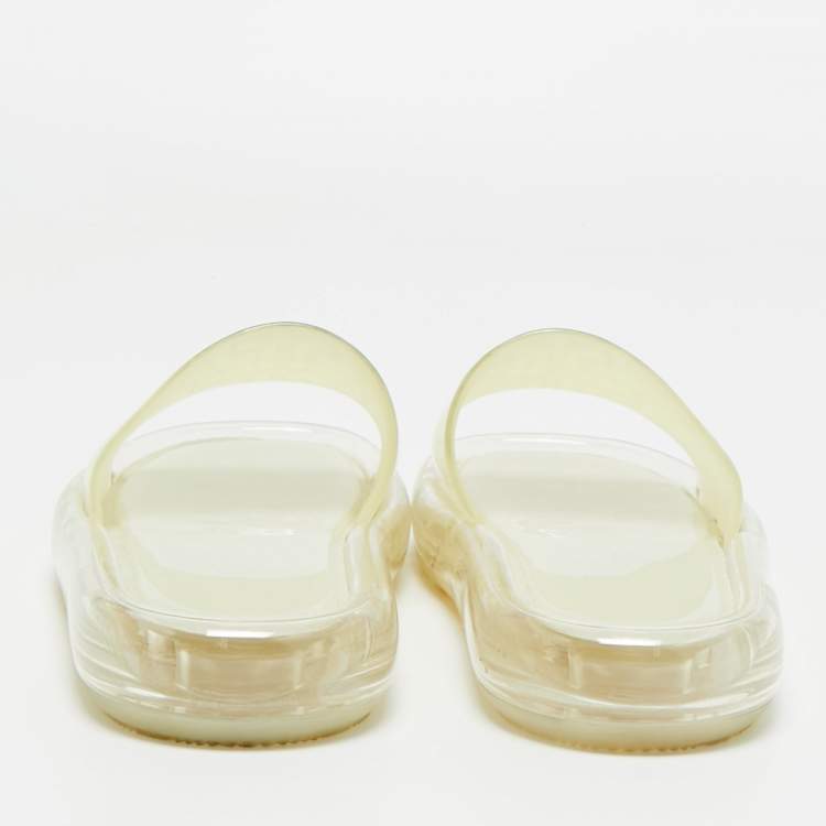 Pre Owned Tory Burch Transparent Rubber Leccio Slide Sandals Size 37