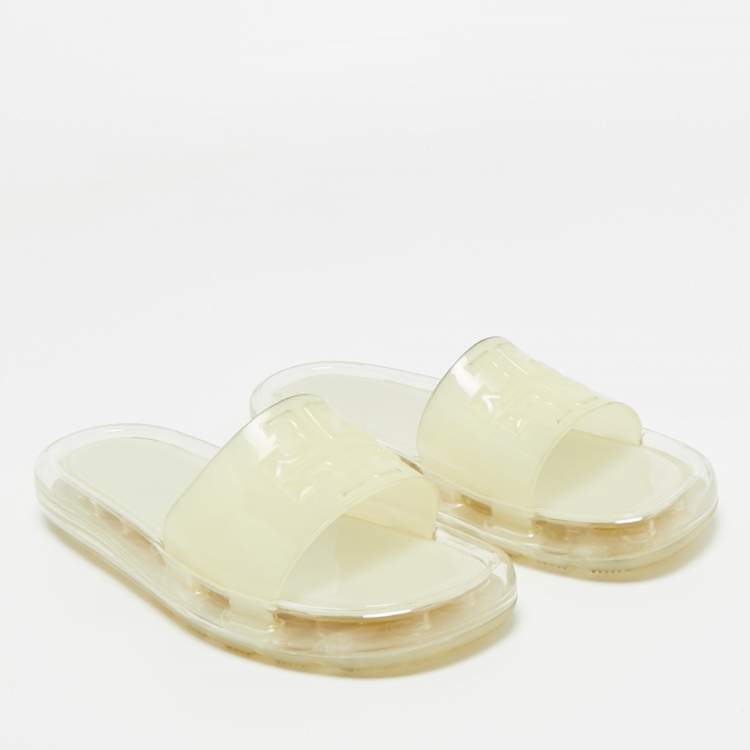 Pre Owned Tory Burch Transparent Rubber Leccio Slide Sandals Size 37