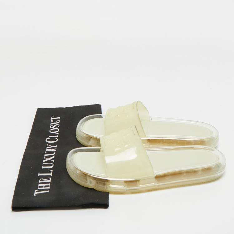 Pre Owned Tory Burch Transparent Rubber Leccio Slide Sandals Size 37