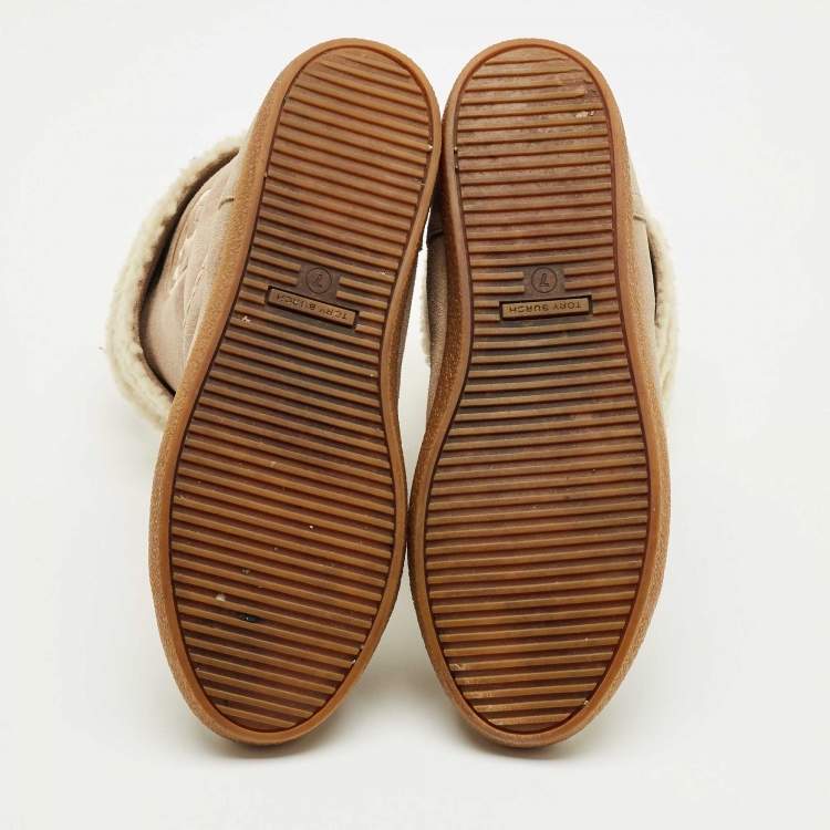 مملوكة مسبقًا Tory Burch Beige Nubuck Leather Snow Boots Size 37