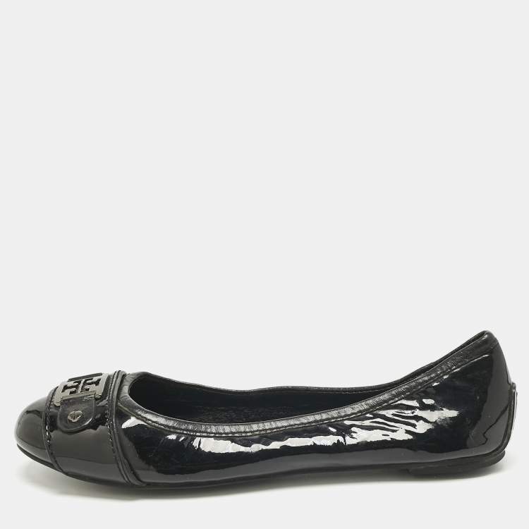 Pre Owned Tory Burch Black Patent Leather Ballet Flats Size 36