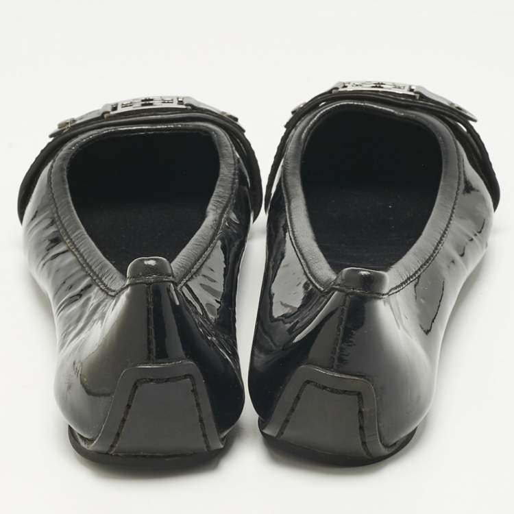 Pre Owned Tory Burch Black Patent Leather Ballet Flats Size 36